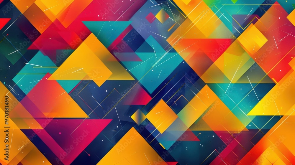 Poster abstract geometric background with vibrant colors and overlapping shapes