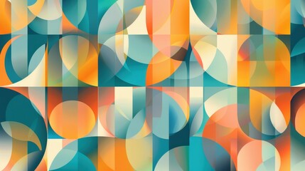 Abstract Geometric Pattern with Orange, Teal, and White