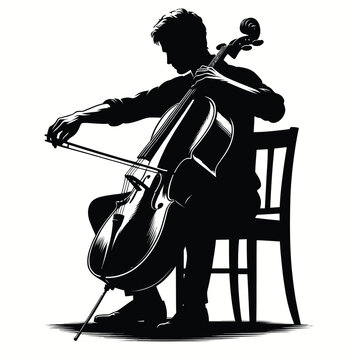 Silhouette of a cellist playing cello