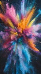 Fototapeta premium Colorful explosion of powder paint, abstract art. Creative color burst concept