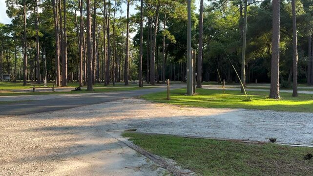 The empty campground Crooked River State Park near St. Marys, Georgia USA