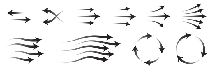 Set of air direction showing arrow collection. arrow different direction symbol. Vector Illustration.
