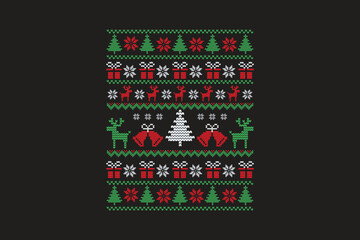 Ugly Christmas Sweater Sublimation T shirt Pattern Design
