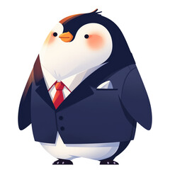Illustration of little penguin office worker wearing suit 