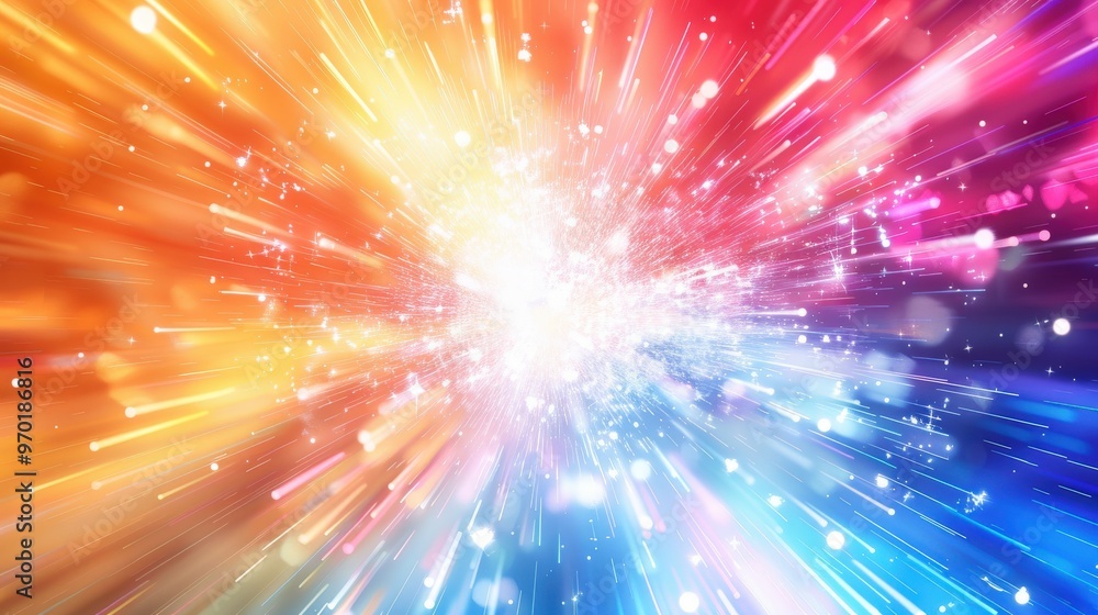 Poster abstract colorful light explosion with bokeh