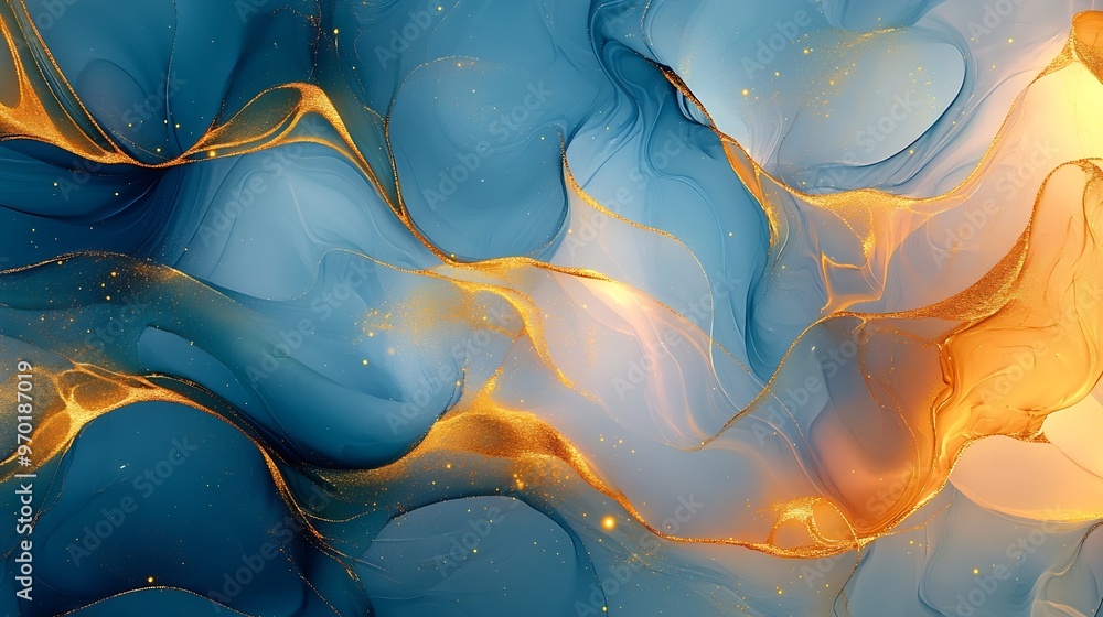 Aufkleber natural luxury abstract fluid art painting in alcohol ink technique tender and dreamy wallpaper mixt