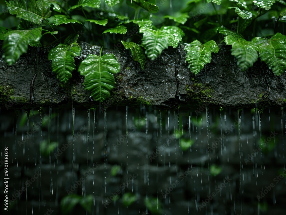 Canvas Prints lush green foliage and rain in the forest