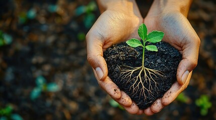 Hands holding a small plant with roots in soil on Earth Day-gigapixel-standard-scale-6_00x