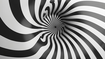 Eternal motion of black and white spiral pattern, creating a captivating optical illusion with precise lines.