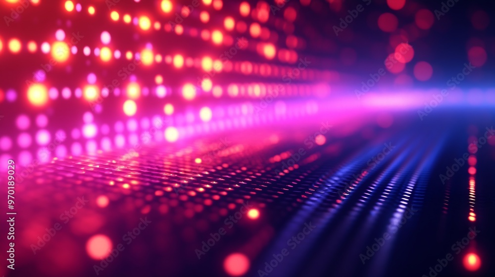 Aufkleber Neon illuminated dynamic sheets wallpaper Abstract business background : Generative AI