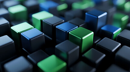 Glowing cubes in a tech matrix