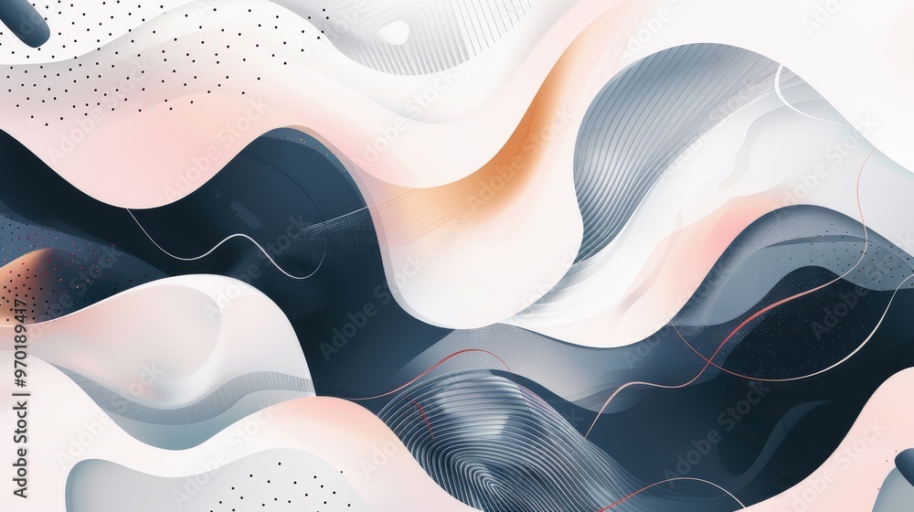 Aufkleber abstract art with wavy lines and geometric patterns