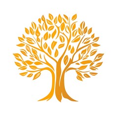 Stylized Yellow Tree with Lush Foliage