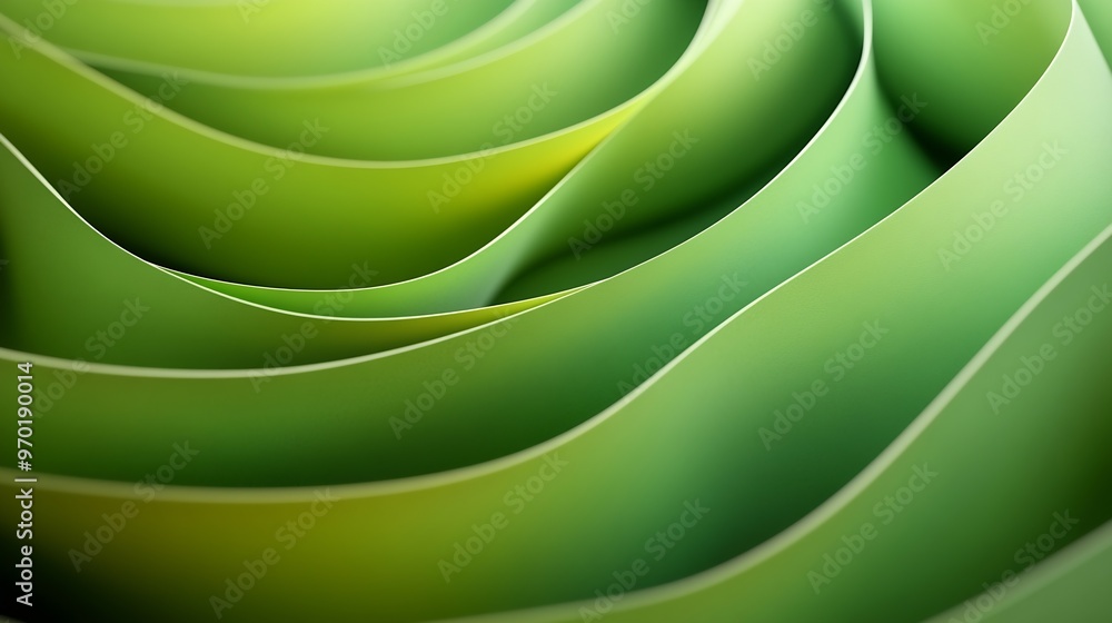 Aufkleber colored paper curved green 3d abstract background : generative ai