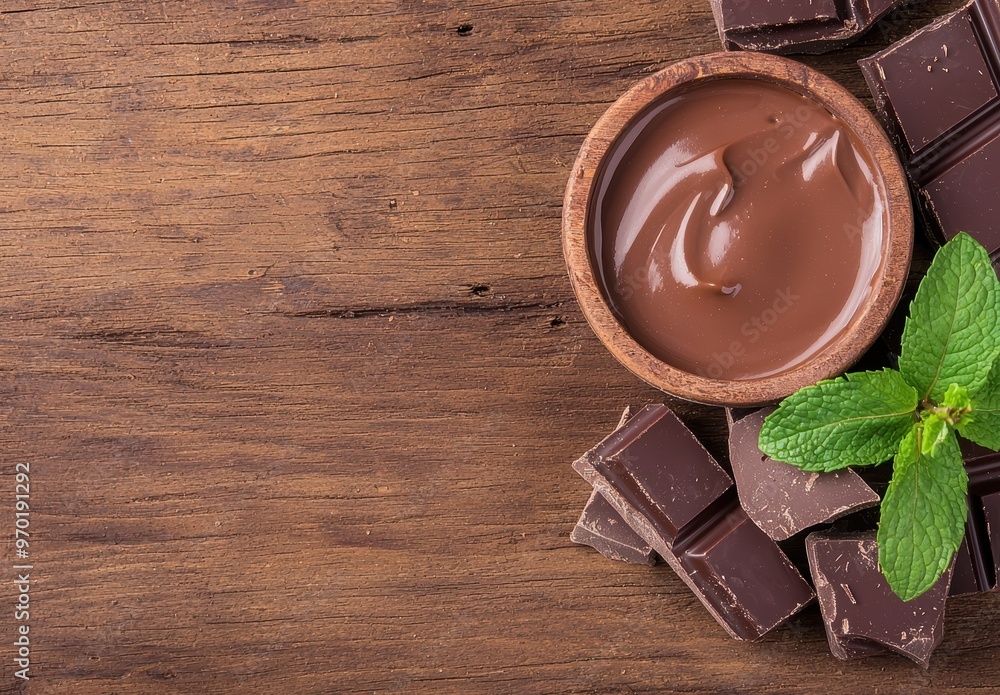 Canvas Prints Delicious chocolate spread in a wooden bowl