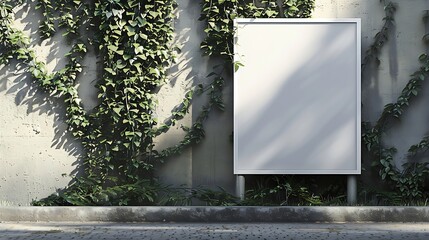 Empty billboard for an advertisement mockup Template with a free space to test the ad content There are no people in the image and the subject is next to an overgrown wall : Generative AI