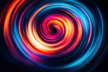 Fototapeta premium Abstract Colorful Swirling Spiral with Bright Hues and a Black Center
