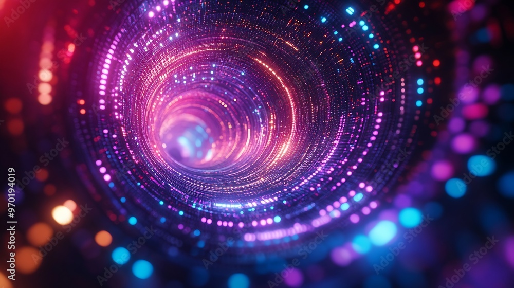 Fototapete colorful motion elements with neon led illumination abstract futuristic background : generative ai