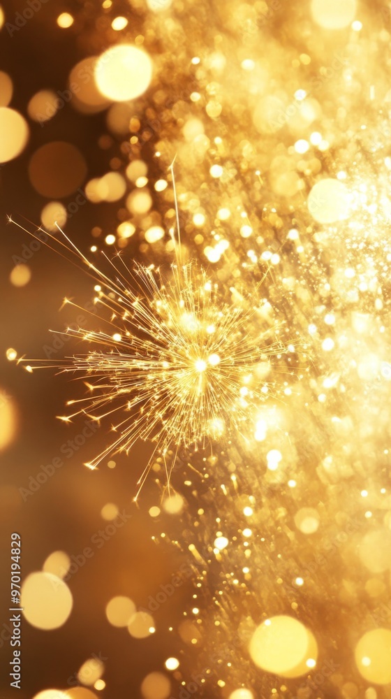 Poster golden sparkles and lights abstract background
