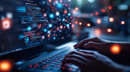 Social media engagement Digital marketing concept Working on computer for creating social media platforms to build relationships and drive sales Engaging activities responding to comme : Generative AI