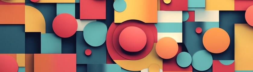 Abstract Geometric Shapes Background   Red  Yellow  Blue  Orange  Teal  Pattern