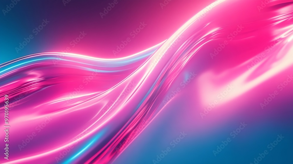 Aufkleber Pink and teal dynamic sheets with neon led illumination Retro futurism abstract background : Generative AI