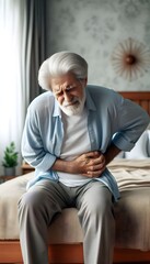 Fototapeta premium Senior Man Suffering from Back Pain - Elderly Man with Lower Back Discomfort and Pain Relief