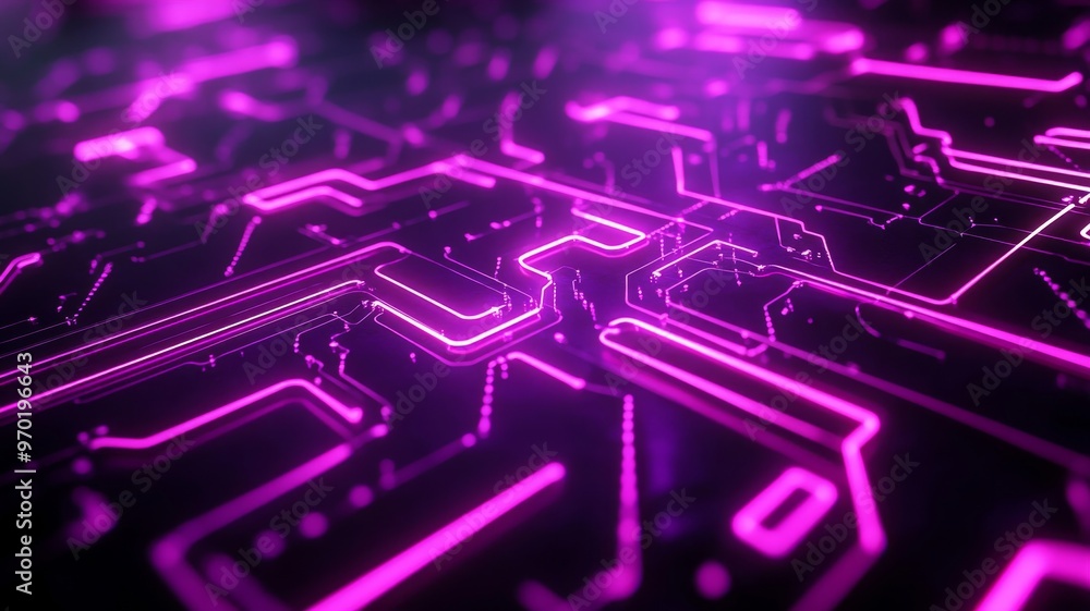 Aufkleber neon pink circuit board with glowing patterns
