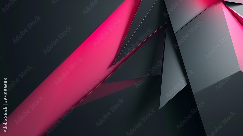 Fototapete Black pink red modern abstract background Geometric shape Viva magenta Color 2023 Triangles lines stripes Futuristic Gradient Clock business time concept Bright Minimal Web banner : Generative AI