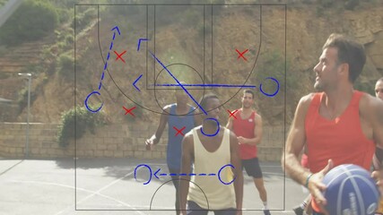 Animation of tactics data processing over diverse basketball players - Powered by Adobe