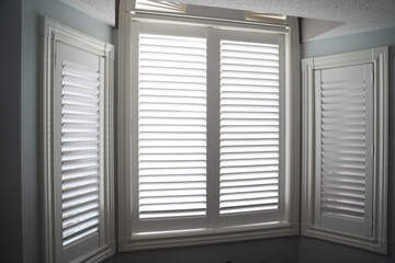window shutters with a white background