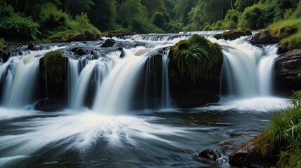 Fototapeta premium Waterfall cascading through rocks