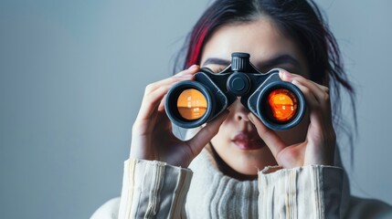Woman Looking Through Binoculars