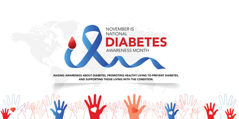 National Diabetes month is observed every year in November, it is the primary global awareness campaign focusing on diabetes. Vector illustration