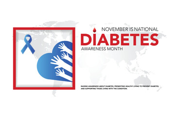 National Diabetes month is observed every year in November, it is the primary global awareness campaign focusing on diabetes. Vector illustration