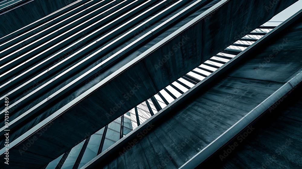 Poster pitched roof of a bridge abstract architecture minimalism hitech architectural detail modern industr