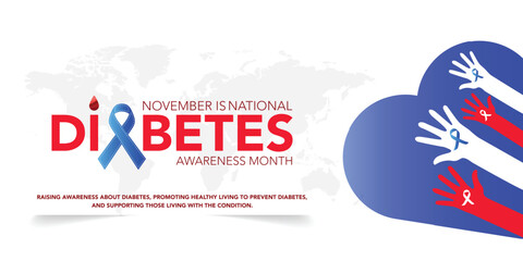 National Diabetes month is observed every year in November, it is the primary global awareness campaign focusing on diabetes. Vector illustration
