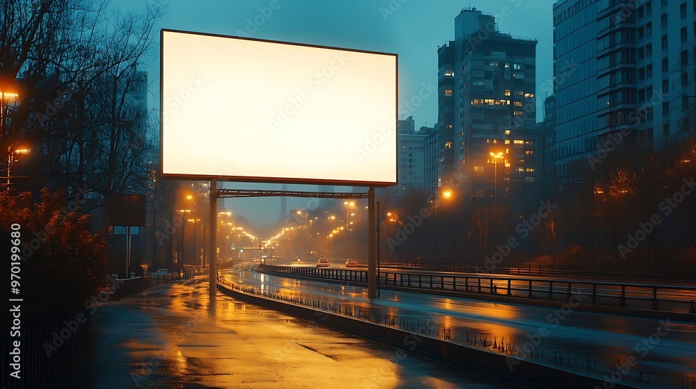 Poster wide billboard sign mockups in the urban environment and blank space to display your advertising or 