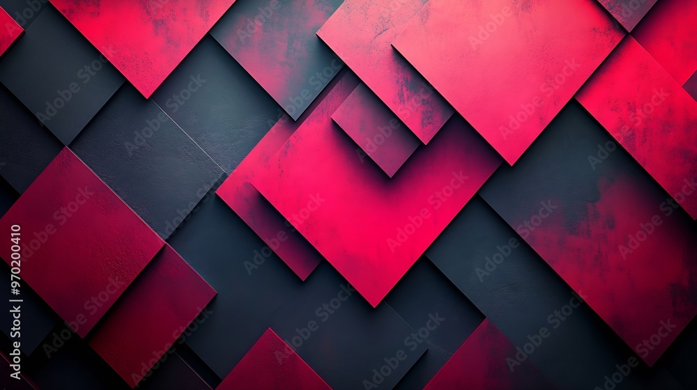 Aufkleber Black pink red modern abstract background Geometric shape Viva magenta Color 2023 Triangles lines stripes Futuristic Gradient Clock business time concept Bright Minimal Web banner : Generative AI