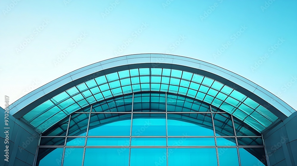 Aufkleber partially isolated colorized photo of roof structure abstract modern architecture fragment of hitech