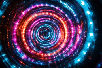 Abstract Colorful Swirling Lights Creating a Tunnel Effect