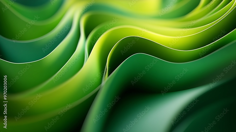 Aufkleber colored paper curved green 3d abstract background : generative ai