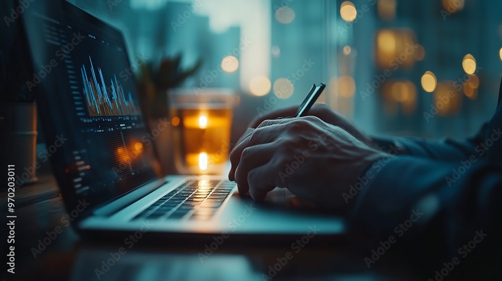 Poster man on his vlog teaching how to gain profit on exchange market : generative ai
