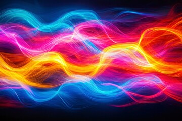 Obraz premium Abstract Colorful Wavy Lines on a Dark Background