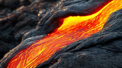 Molten lava creating smooth, dynamic patterns in its flow