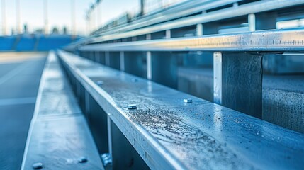 Bleachers: Elevated, open-air seating areas made of aluminum or steel, offering fans a simple, accessible seating option in outdoor stadiums.
