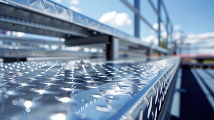 Bleachers: Basic open-air seating, usually aluminum or steel, providing elevated rows of seats for spectators in outdoor stadiums.
