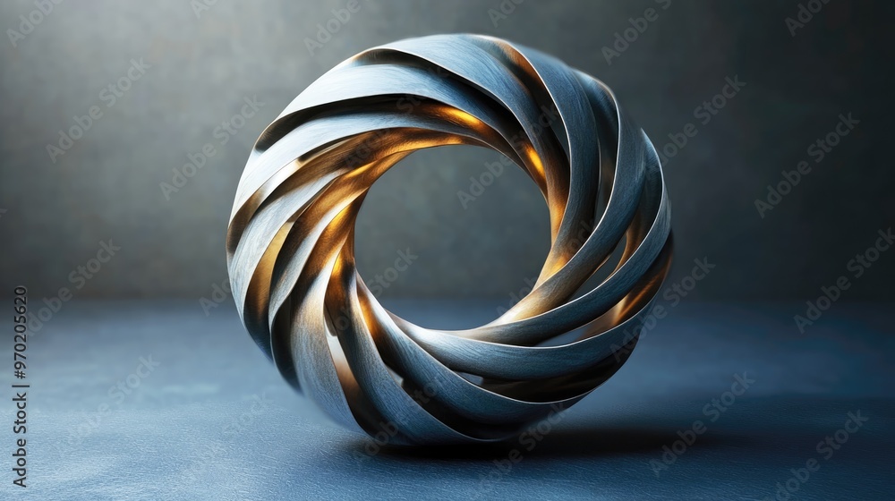 Poster 3d rendering of an abstract geometric spiral shape
