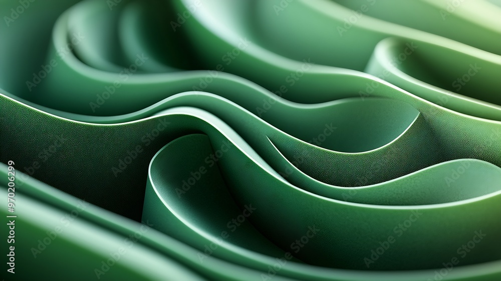 Aufkleber colored paper curved green 3d abstract background : generative ai