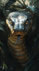 Naklejka premium Close-up of a king cobra in